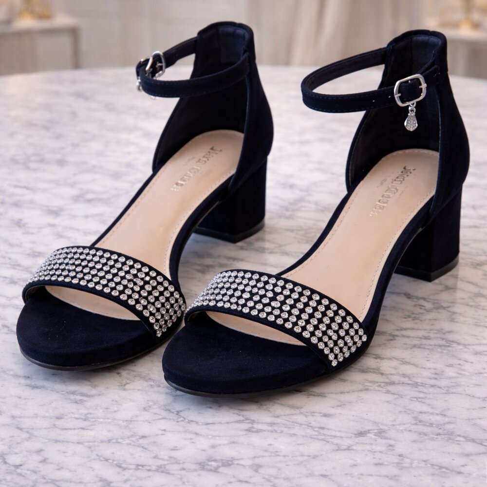 👠 Juicy Couture Rhinestone Strap Block Heel Sandals – Never Worn